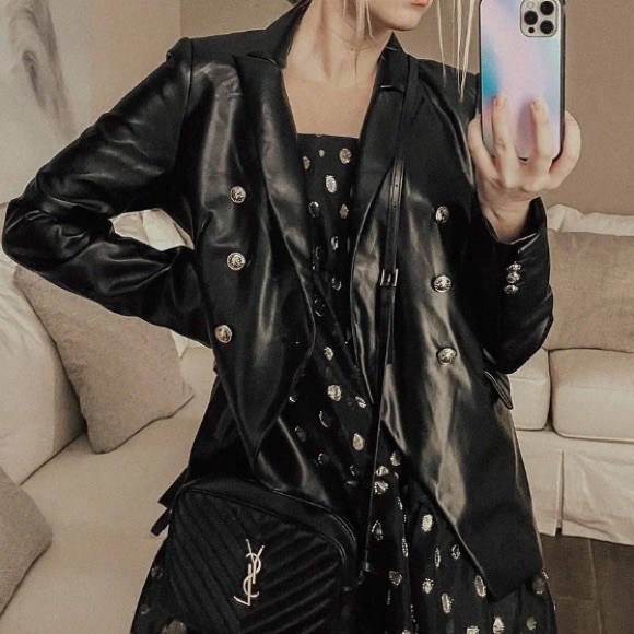 Rachel Zoe Leather Black Blazer Blogger Fav - Picture 5 of 7